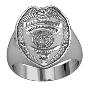 New Jersey Personalized Lieutenant Badge Ring with Department