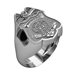 Personalized New Jersey Police Badge Ring with Number  Department and Rank