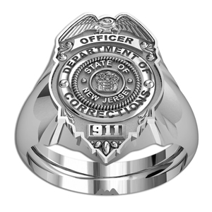 Personalized New Jersey Corrections Officer Badge Ring with Number   Department
