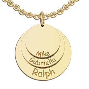 Personalized Round Mother s Three Disc Charm Pendant