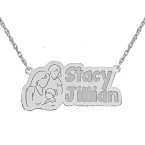 Personalized Mother   Two Daughters Pendant w  18  Chain