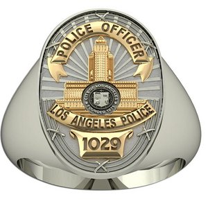 Personalized Los Angeles California Police Badge Ring with Badge Nu