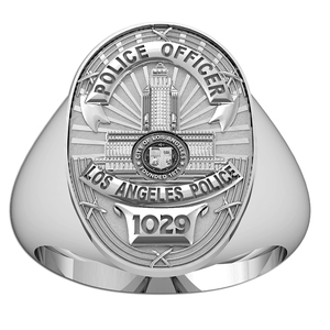 Personalized Los Angeles Police Badge Ring with Number and Rank
