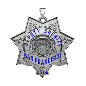 Personalized San Francisco California Sheriff Badge with Rank  Number   Dept 