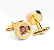 Gold Plated Stainless Steel Photo Engraved Cuff Links