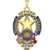 Personalized Mesquite Texas Police Badge with Your Rank  Dept  and Number