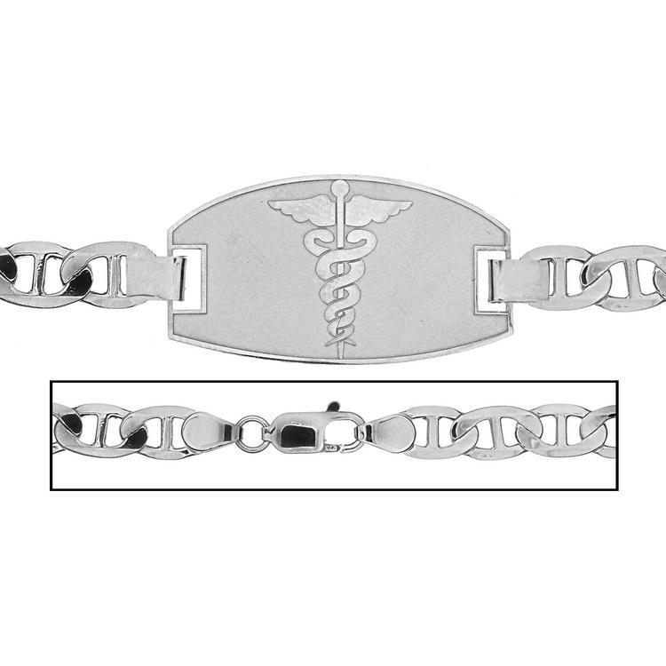 Sterling Silver Men's Anchor Link Medical ID Bracelet - MD34RSAM