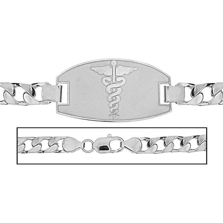 Sterling Silver Men's Curb Link Medical ID Bracelet - MD34RSCM