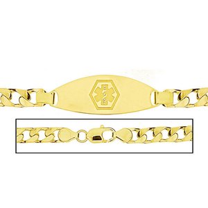 Solid 14K Yellow Gold Men s Curb Link Medical ID Bracelet