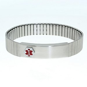 Stainless Steel Men s Medical ID  Expansion Bracelet