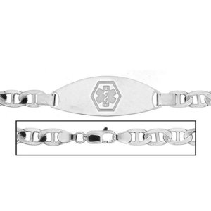 Sterling Silver Men s Anchor Link Medical ID Bracelet