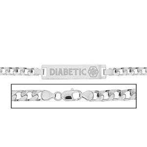 Sterling Silver Diabetic Women s Curb Link Medical ID Bracelet