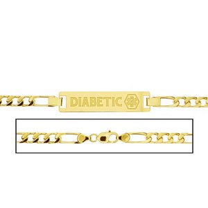 Solid 14K Yellow Women s Gold Figaro Link Medical ID Bracelet