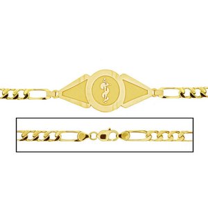 Solid 14K Yellow Gold Women s Figaro Link Medical ID Bracelet
