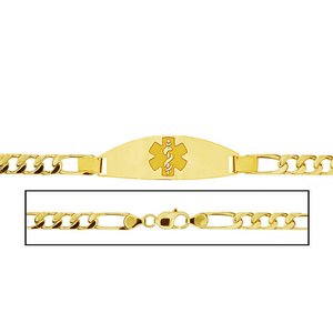 Solid 14K Yellow Gold Children s Figaro Link Medical ID Bracelet