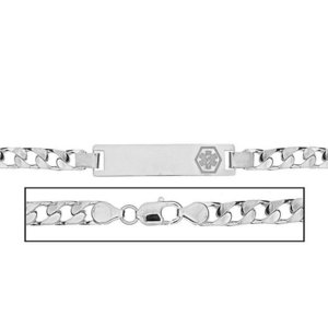 Solid 14K White Gold Children s Curb Link Medical ID Bracelet