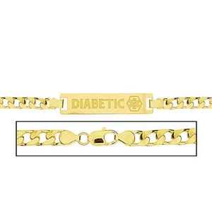 Solid 14K Yellow Gold Children s Curb Link Medical ID Bracelet