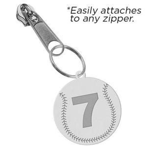 Exclusive Zipper Pull Baseball Charm w  Custom Numbers