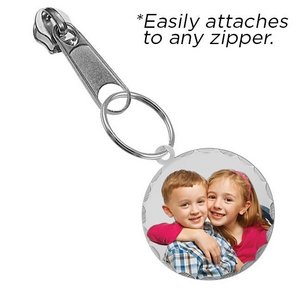 Exclusive Zipper Pull Medium Round with Diamond Cut Edge Photo Charm