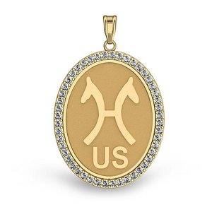US Hanovarian Diamond Studded Horse Breed Oval Medal