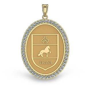 Friesian Diamond Studded Horse Breed Oval Medal    EXCLUSIVE 