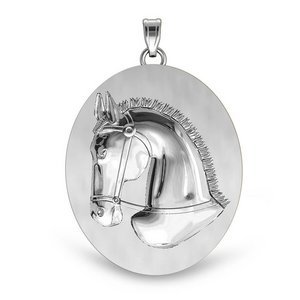 Ravel Horse Relief Oval Shaped Horse Jewelry Pendant or Charm