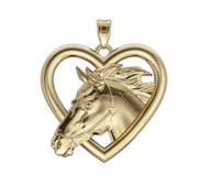RaceHorse on a Heart Frame Horse Jewelry Pendant or Charm