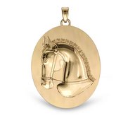Ravel Horse Relief Oval Shaped Horse Jewelry Pendant or Charm