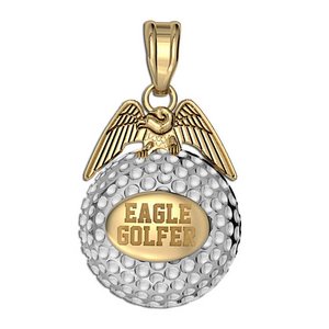 Engravable Two Tone Golf Eagle Golf Jewelry Charm or Pendant