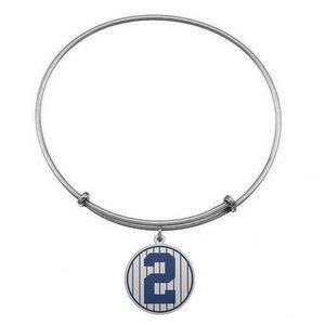 Expandable Bracelet W   2 Tribute Charm with Navy Blue Enamel