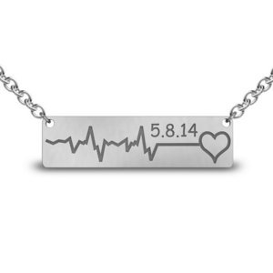Heartbeat Rectangle Shaped Necklace w  Box Chain