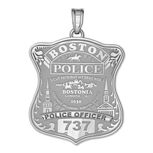 Personalized Boston Police Badge with Your Number   Rank