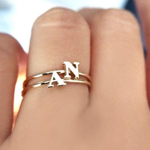 Personalized Stackable Initial Ring