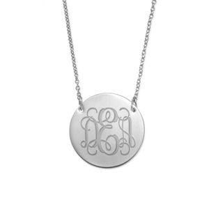 Round Disc Pendant w  Personalized Message   18  Chain Included