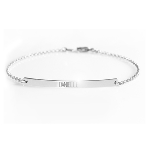 Sterling Silver Polished Thin Bracelet w  Personalized Text