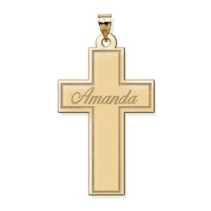 Personalized Cross Medal w  Name   Chain Included