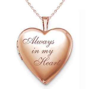 Rose Gold Plated Always In My Heart Heart Photo Locket