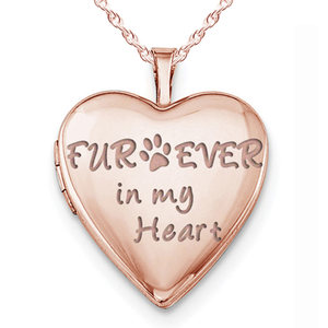 Rose Gold Plated  Furever In My Heart  Heart Photo Locket