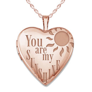 Rose Gold Plated You Are My Sunshine Heart Photo Locket
