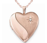 Rose Gold Plated Heart Photo Locket with Cubic Zirconia
