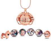 Rose Gold Plated Expandable 4 Photo Ball Locket with Chain