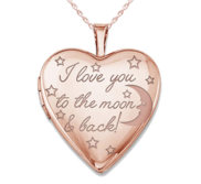 Rose Gold Plated   To The Moon   Back  Heart Photo Locket