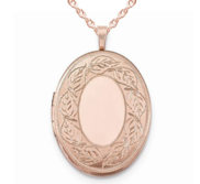 Rose Gold Plated Floral Oval Photo Locket