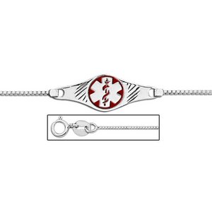 14K White Gold Medical ID Anklet With Enamel