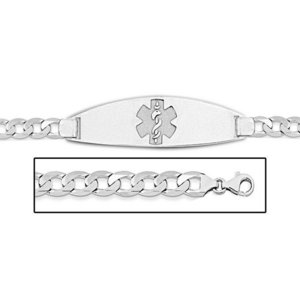 14K White Gold Medical ID Bracelet w  Curb Chain