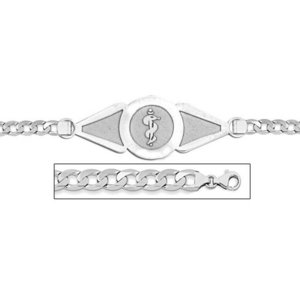 14K White Gold Medical ID Bracelet w  Curb Chain