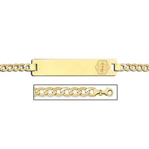 14K Gold Medical ID Bracelet w  Curb Chain