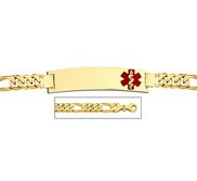 14K Gold Medical ID Bracelet w  Figaro Chain with Enamel