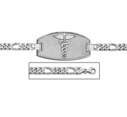 14K White Gold Medical ID Bracelet w  Figaro Chain