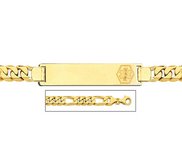 14K Gold Medical ID Bracelet w  Figaro Chain